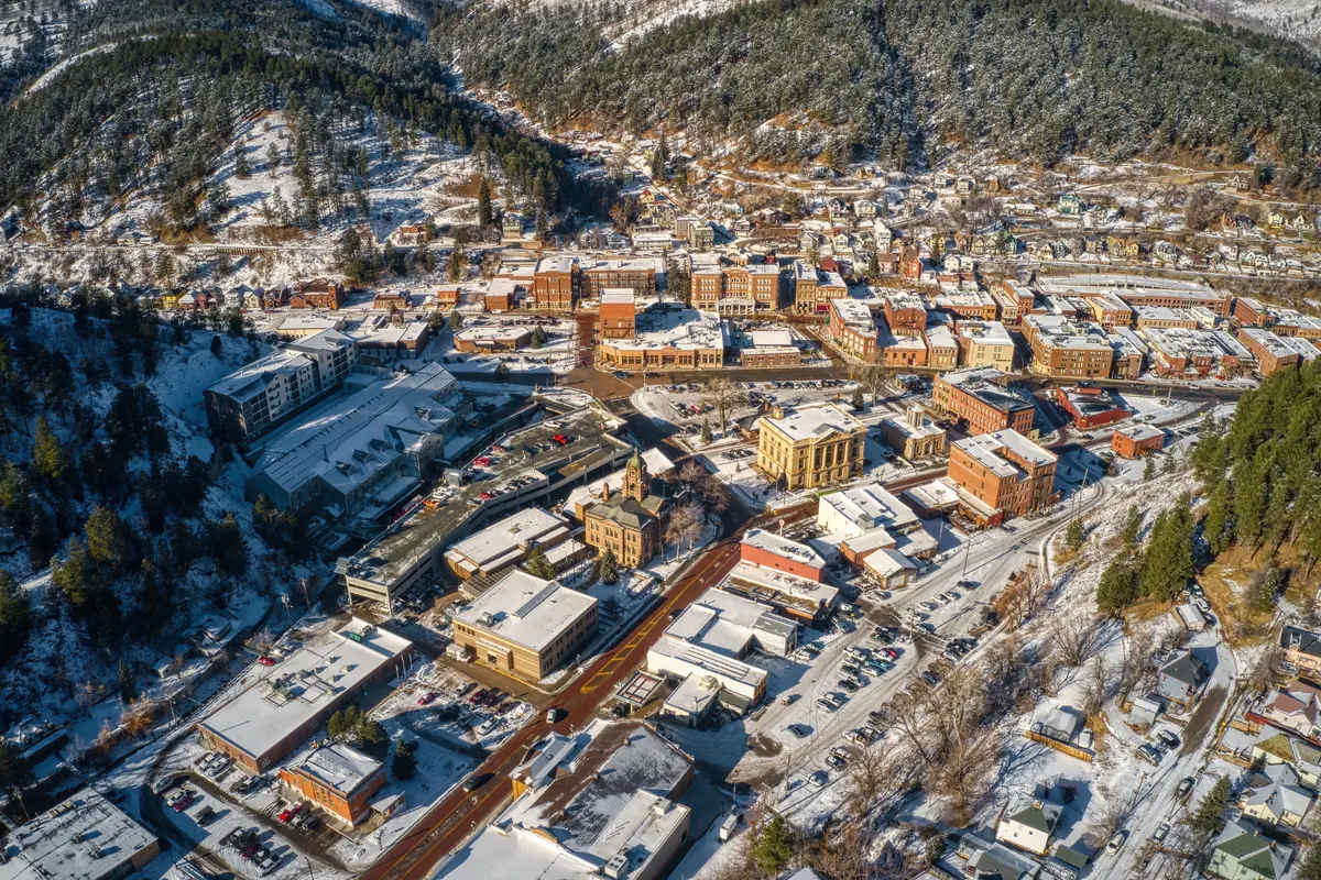 Deadwood from above, after a fresh snow